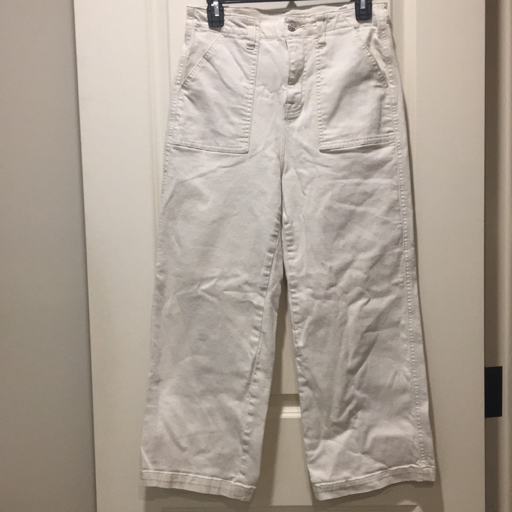 Vigoss women Dylan High Rise Wide Leg Crop jean pants stretch size 28